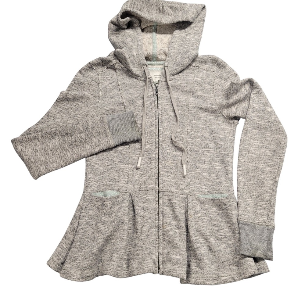 Saturday Sunday Anthropologie Grey Space Dye Peplum Zip Up Hoodie XS